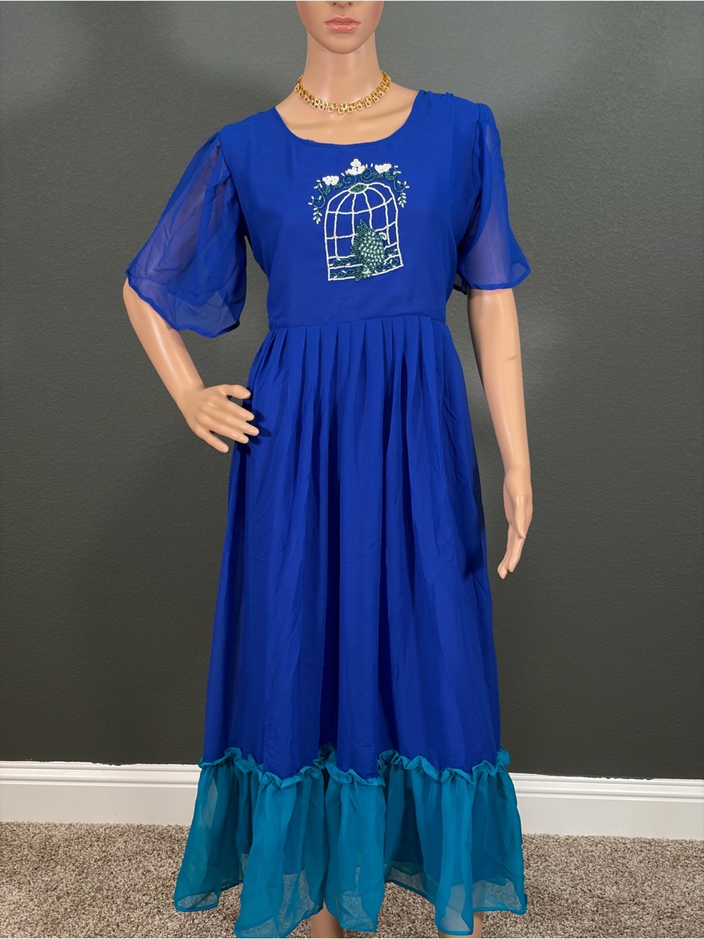 Brand new blue maxi dress for women,Bust size- L upto XL